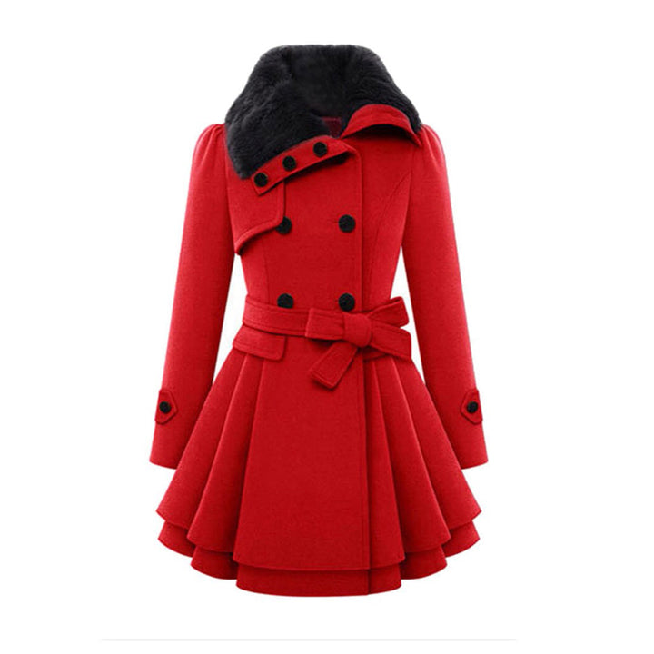 Winterjacke Damen Lang Mit Gürtel und Kapuze | Mit Knöpfen und Seitentaschen