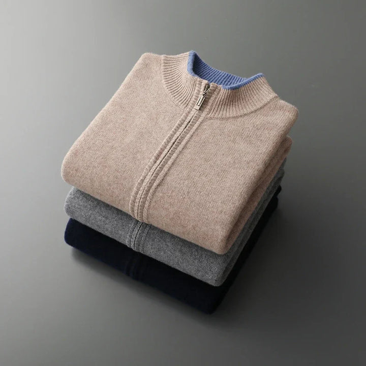 Reißverschluss Strickjacke Für Herren | Minimalistischer Stil Mit Stehkragen