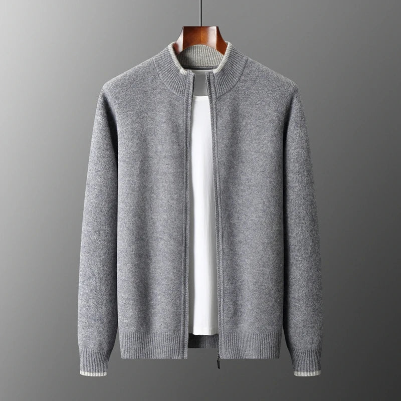 Reißverschluss Strickjacke Für Herren | Minimalistischer Stil Mit Stehkragen