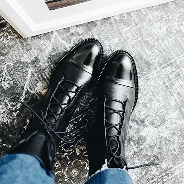 Stiefelette Damen Absatz Warm | Elegant Schnürung