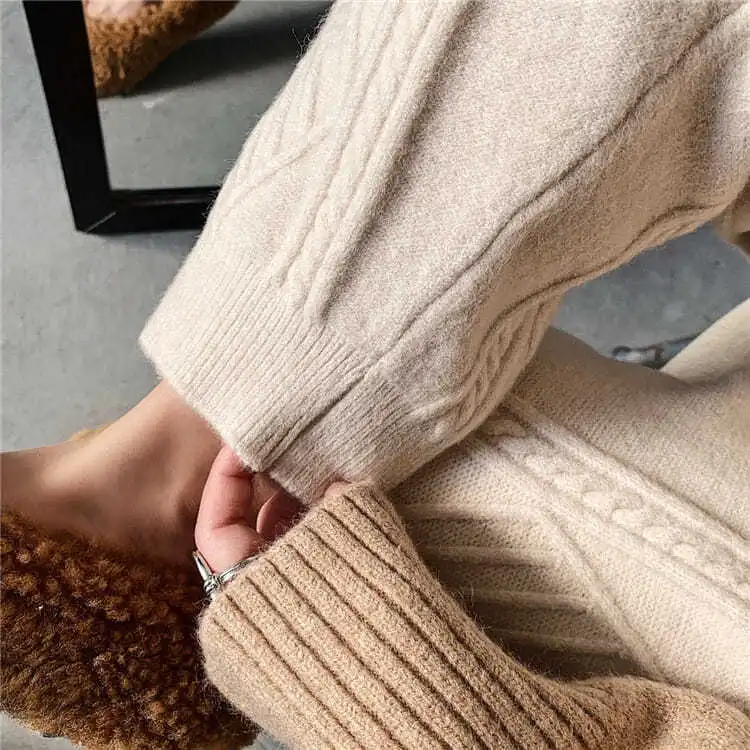 Damen Jogginghose Strickoptik | Elastischer Bund