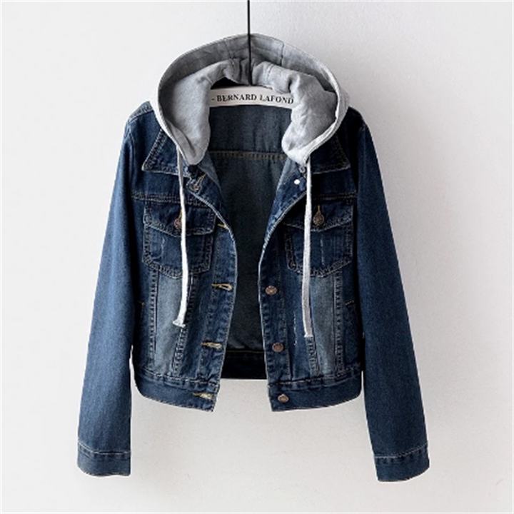 Damen Casual Übergangsjacke Jeansjacke | Mit Kapuze