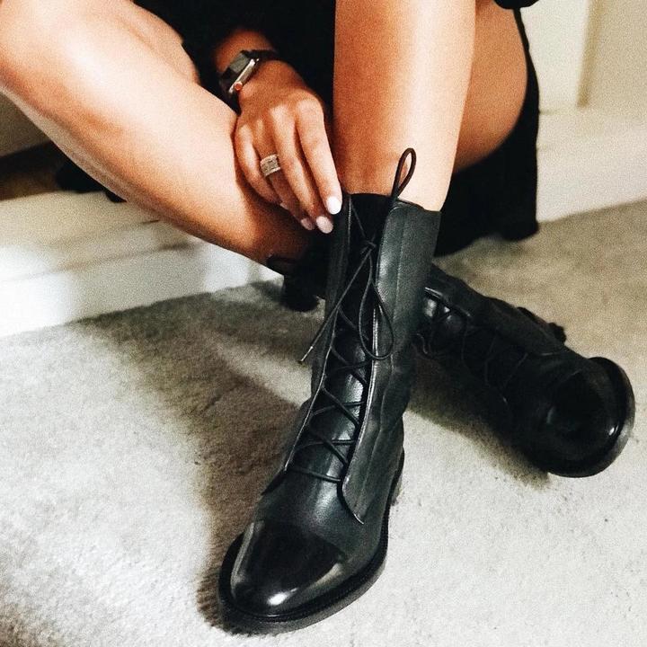 Stiefelette Damen Absatz Warm | Elegant Schnürung