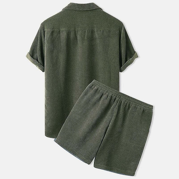 Herren Lässiges Cordhemd und Shorts Set | Retro Casual Kleidung 1