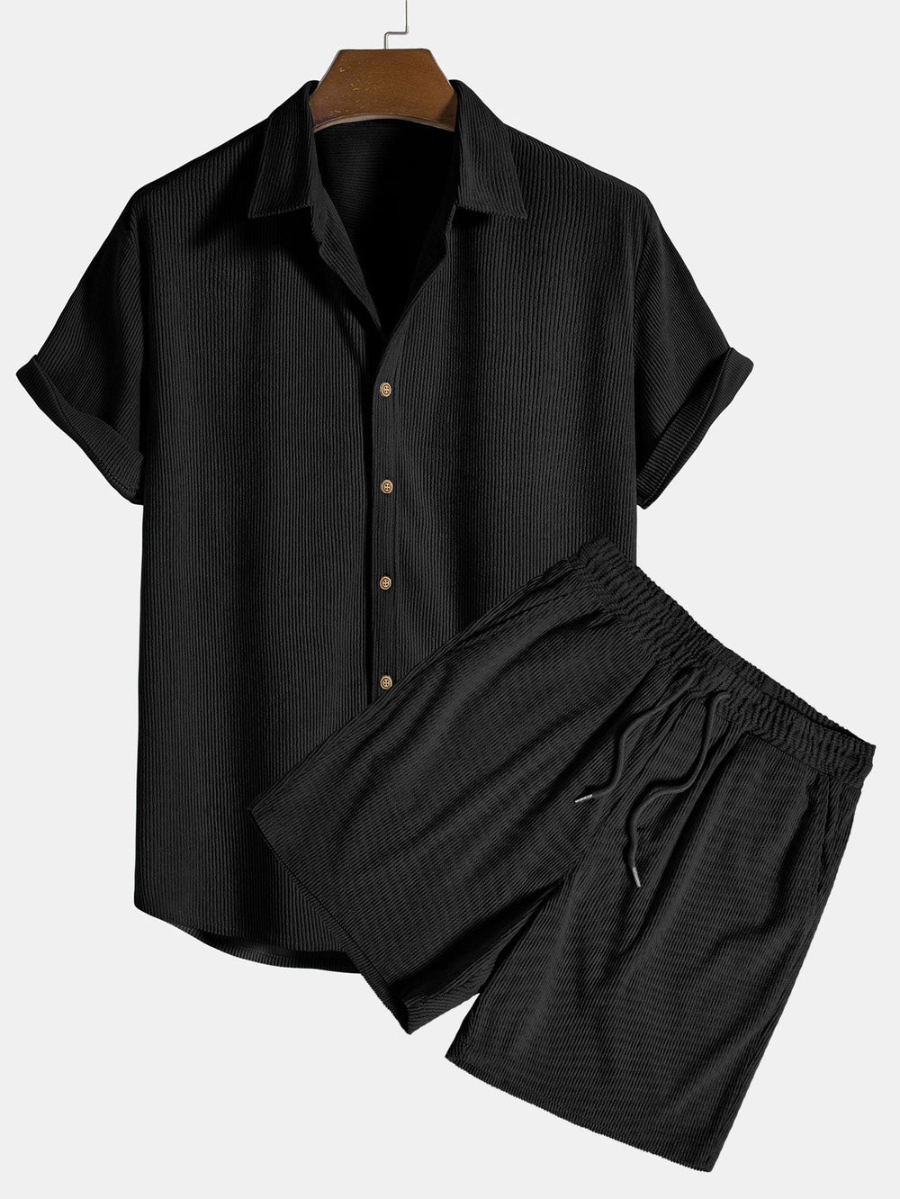 Herren Lässiges Kurzarmhemd Und Shorts Set | Entspannt 1