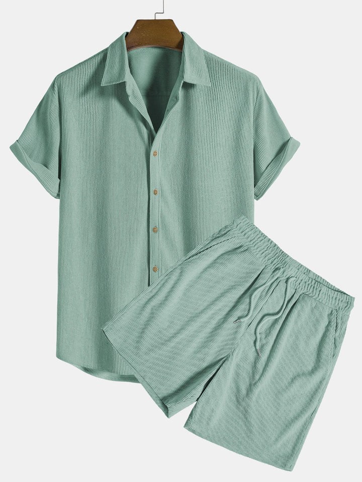 Herren Lässiges Kurzarmhemd Und Shorts Set | Entspannt 2