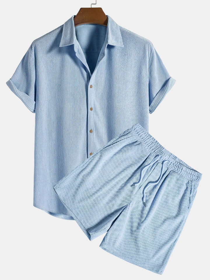 Herren Lässiges Kurzarmhemd Und Shorts Set | Entspannt 3