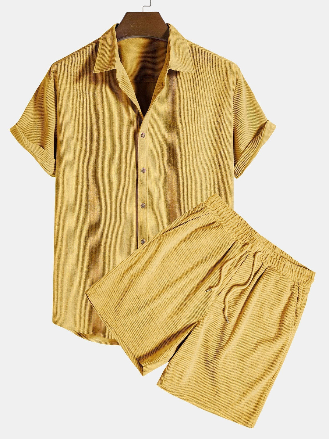 Herren Lässiges Kurzarmhemd Und Shorts Set | Entspannt 5