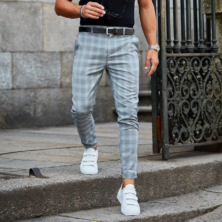 Herren Hose Kariert Slim Fit | Leicht Bequem