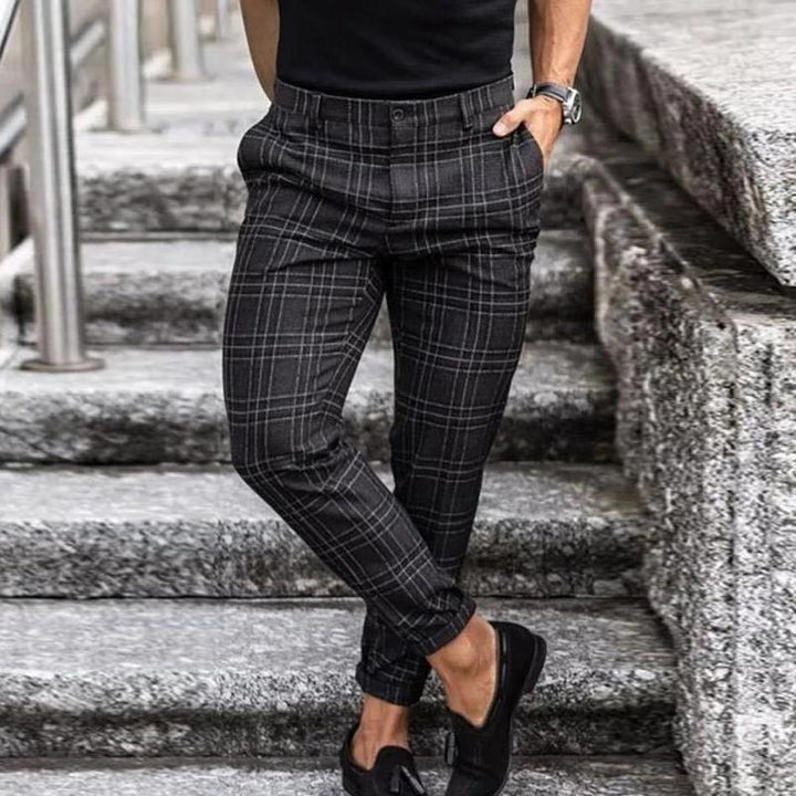 Herren Hose Kariert Slim Fit | Leicht Bequem