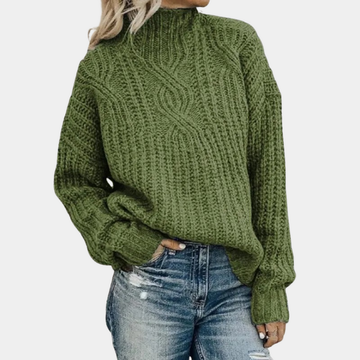 Damen Pullover | Strick warm mit Stehkragen