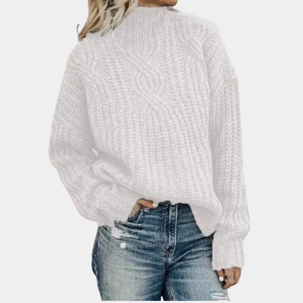 Damen Pullover | Strick warm mit Stehkragen