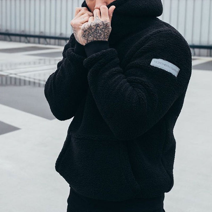 Pullover Herren Plüsch Kapuze | Warm Bequem Freizeit