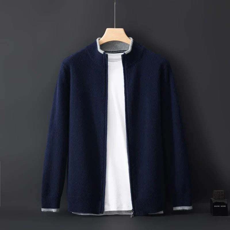 Reißverschluss Strickjacke Für Herren | Minimalistischer Stil Mit Stehkragen