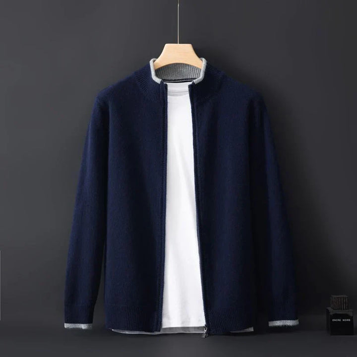 Reißverschluss Strickjacke Für Herren | Minimalistischer Stil Mit Stehkragen