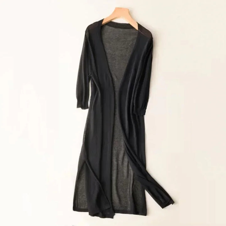 Strickjacke Damen Lang Offen | Leicht Fließend