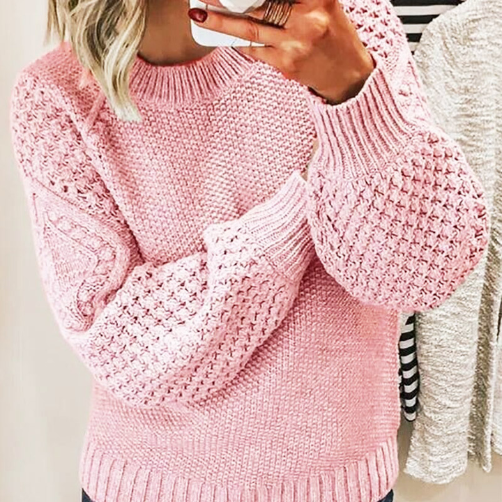 Damen Pullover | Klassischer Strick mit weiten Ärmeln