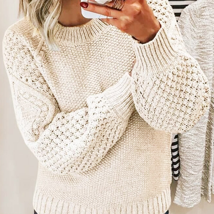 Damen Pullover | Klassischer Strick mit weiten Ärmeln