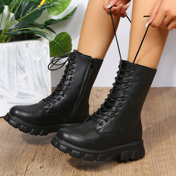 Damen Dirndl Schuhe | Hohe Schnürung Mit Breiter Sohle