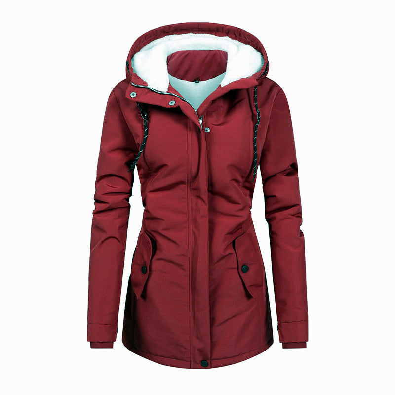Winterjacke Damen mit Kapuze | Gefütterte Jacke
