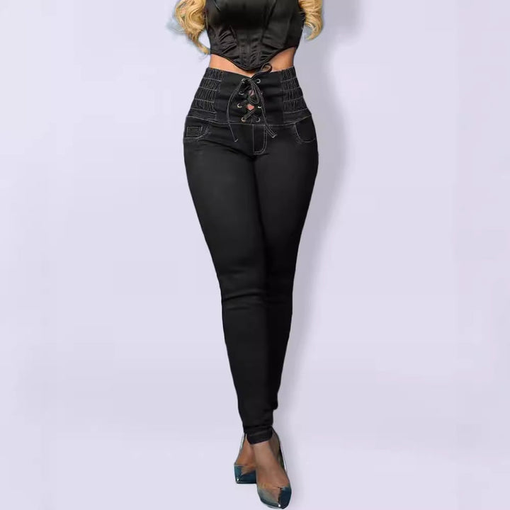 Jeggings Damen Slim Fit | Hoher Bund Mit Schnürung