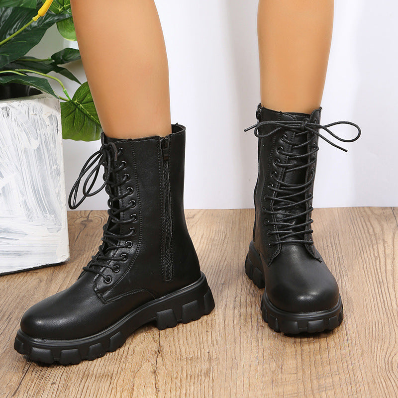 Damen Dirndl Schuhe | Hohe Schnürung Mit Breiter Sohle
