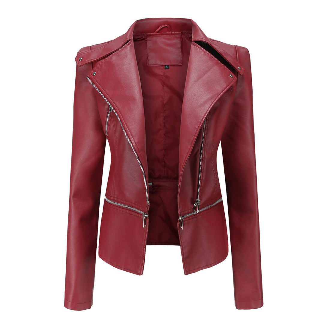 Bikerjacke Damen Slim Fit | Mit Reißverschluss