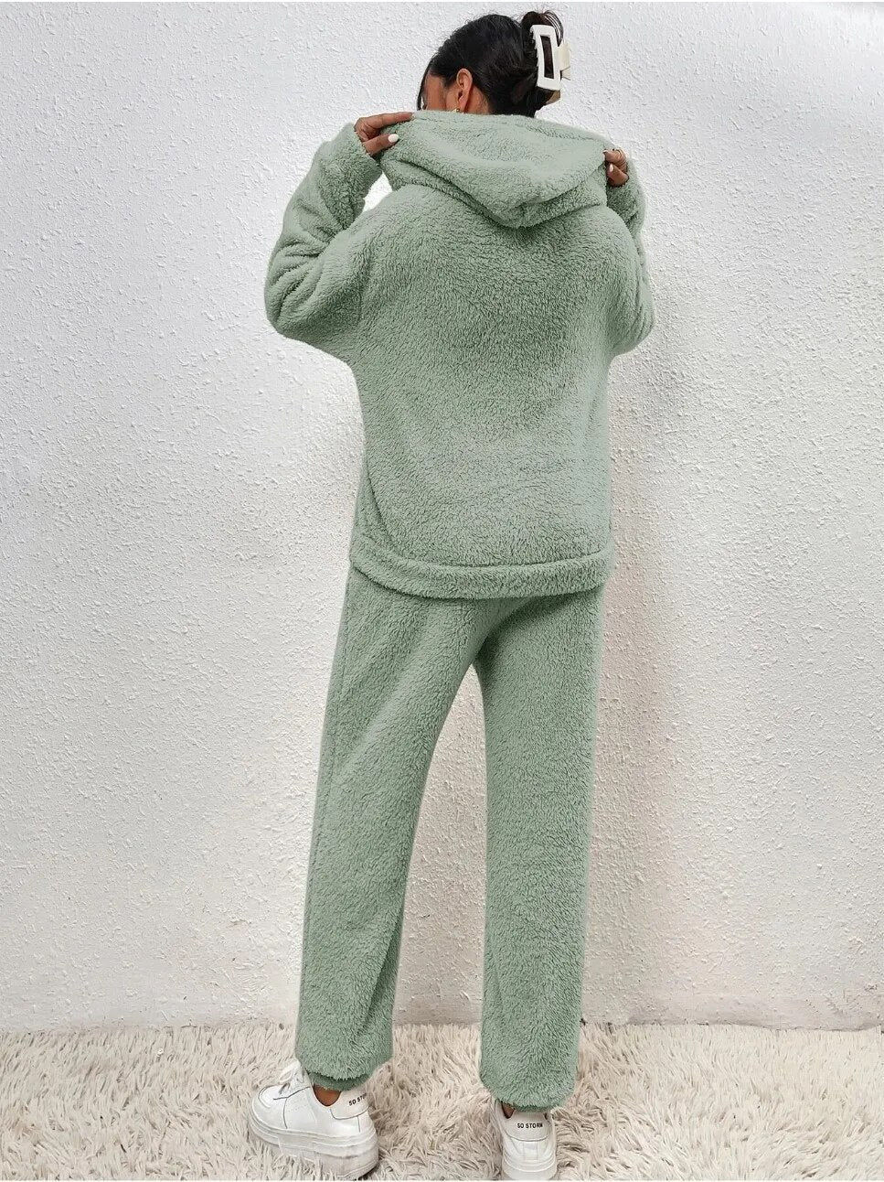 Damen Gemütlicher Teddy Hausanzug | Zweiteilig Warm