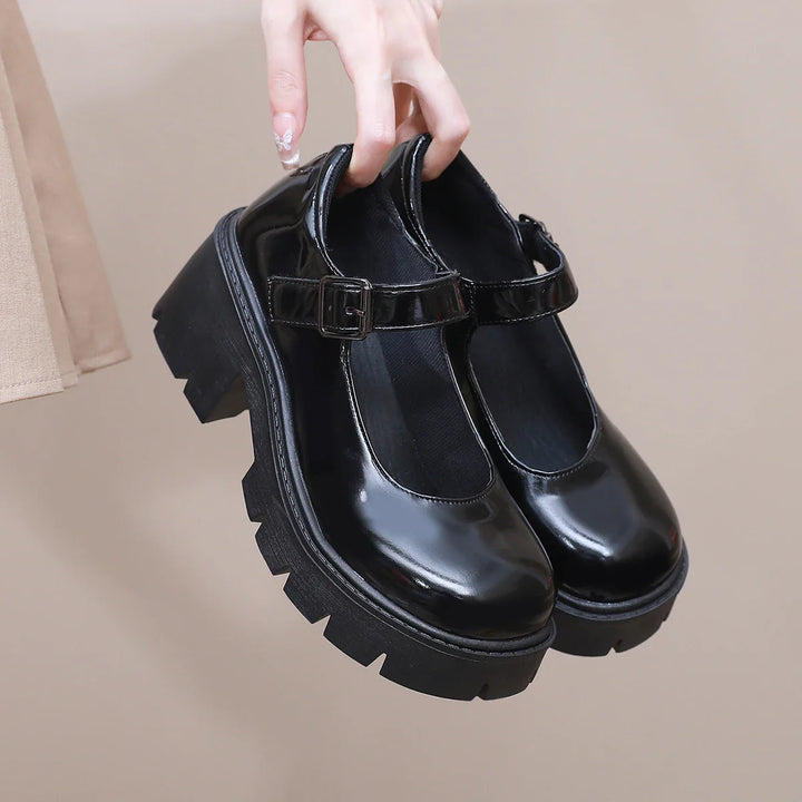 Damen Dirndl Schuhe | Schnallenriemen Mit Breiter Sohle