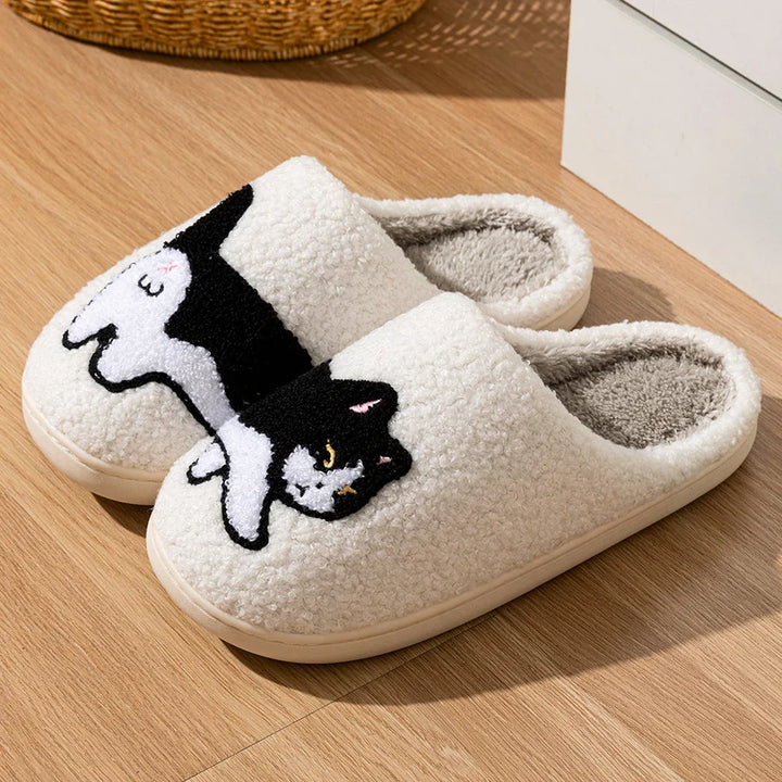 Unisex Hausschuhe Katzenmotiv Lustig | Warm & Rutschfest