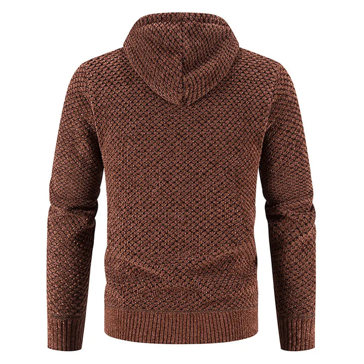Gefütterte Herren Strickjacke Mit Kapuze | Winterjacke Mit Reißverschluss