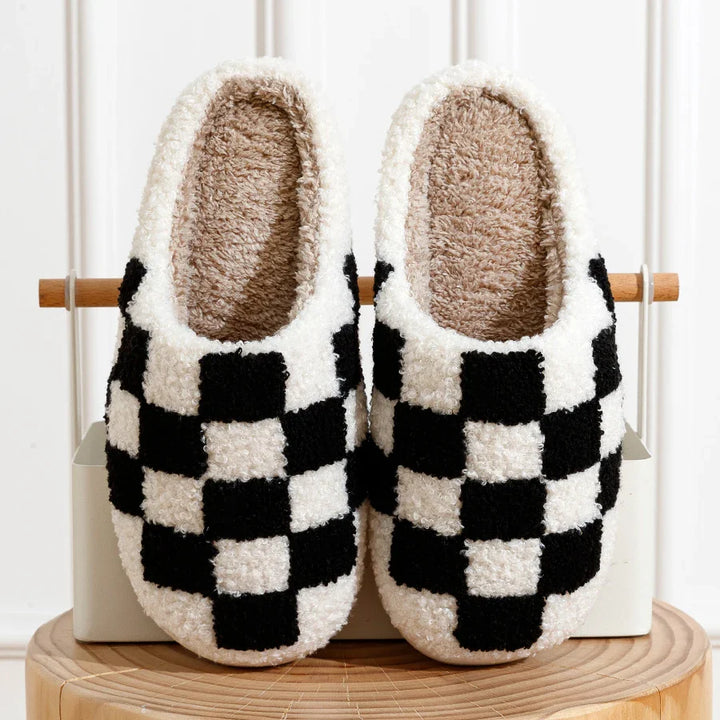 Hausschuhe Schachbrett Muster Unisex | Warm & Rutschfest