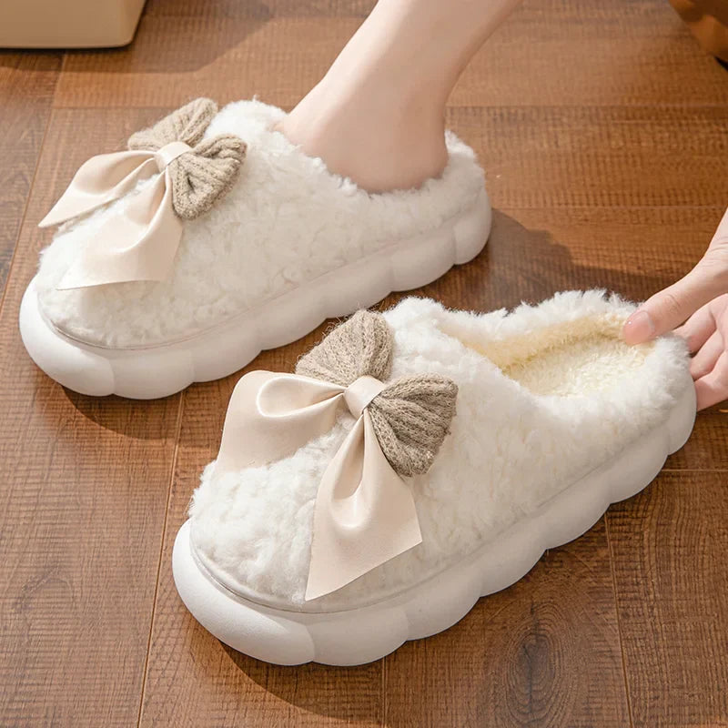 Hausschuhe Damen Schleife Warm | Elegant & Rutschfest