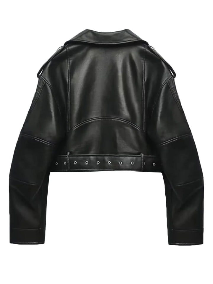 Bikerjacke Damen Kurz | Asymmetrischer Reißverschluss und Brusttaschen