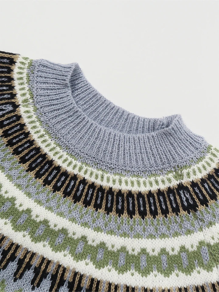 Norweger Grobstrickpullover Damen | Rundhals Mit Fair Isle Muster