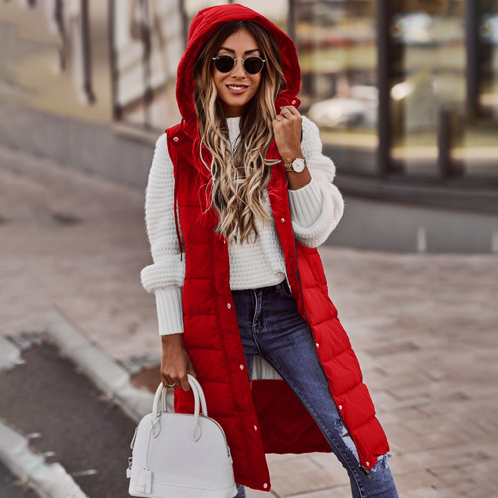 Weste Damen Lang Mit Kapuze | Winter Steppdesign