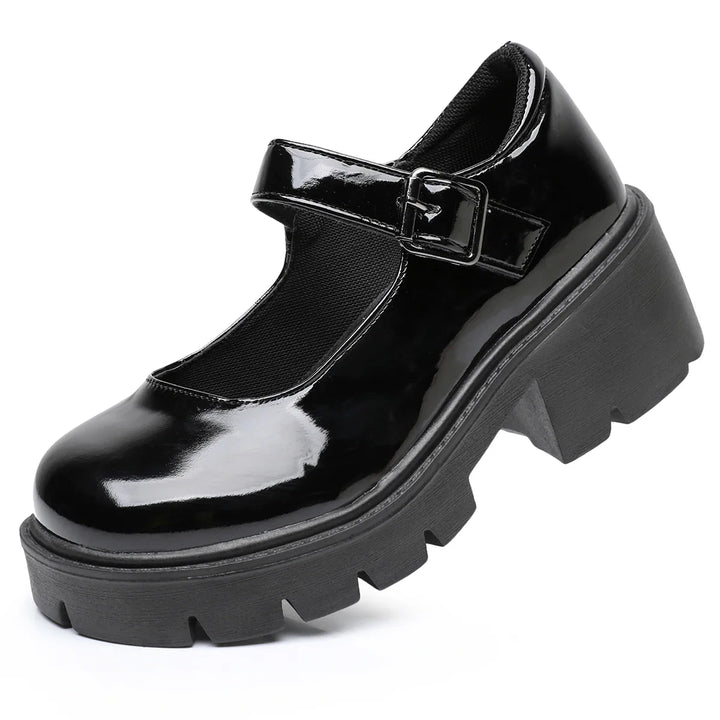 Damen Dirndl Schuhe | Schnallenriemen Mit Breiter Sohle