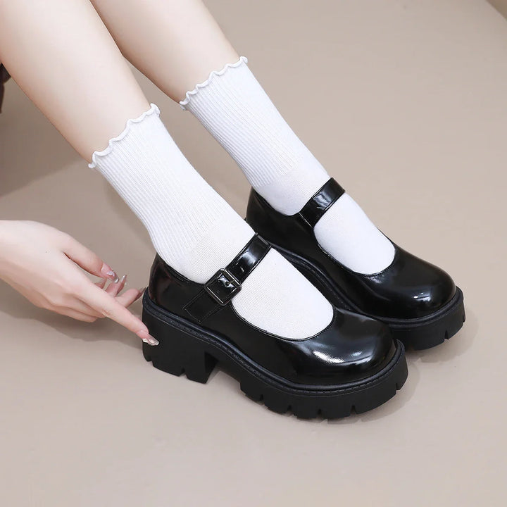 Damen Dirndl Schuhe | Schnallenriemen Mit Breiter Sohle
