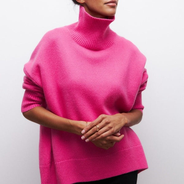 Damen Pullover | Lässig mit Rollkragen und weitem Schnitt