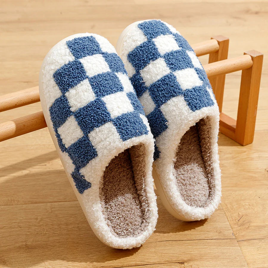 Hausschuhe Schachbrett Muster Unisex | Warm & Rutschfest