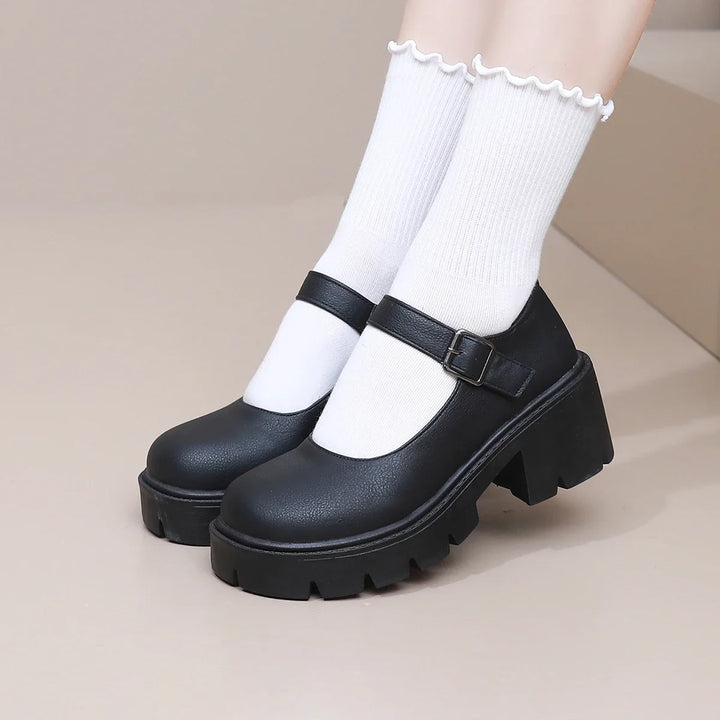 Damen Dirndl Schuhe | Schnallenriemen Mit Breiter Sohle