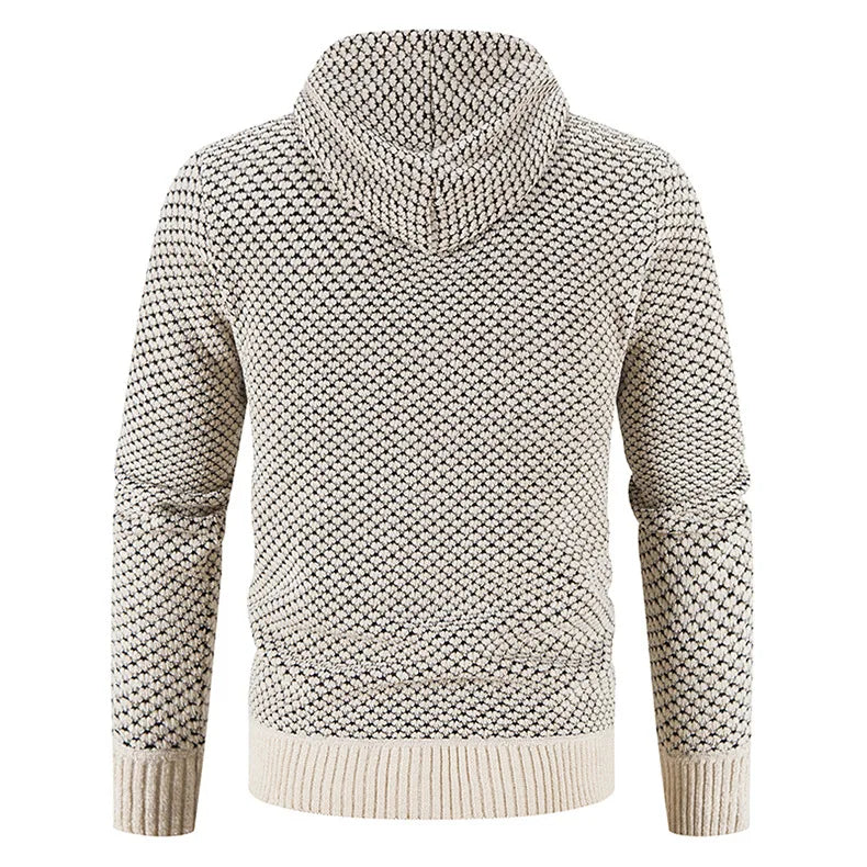 Gefütterte Herren Strickjacke Mit Kapuze | Winterjacke Mit Reißverschluss