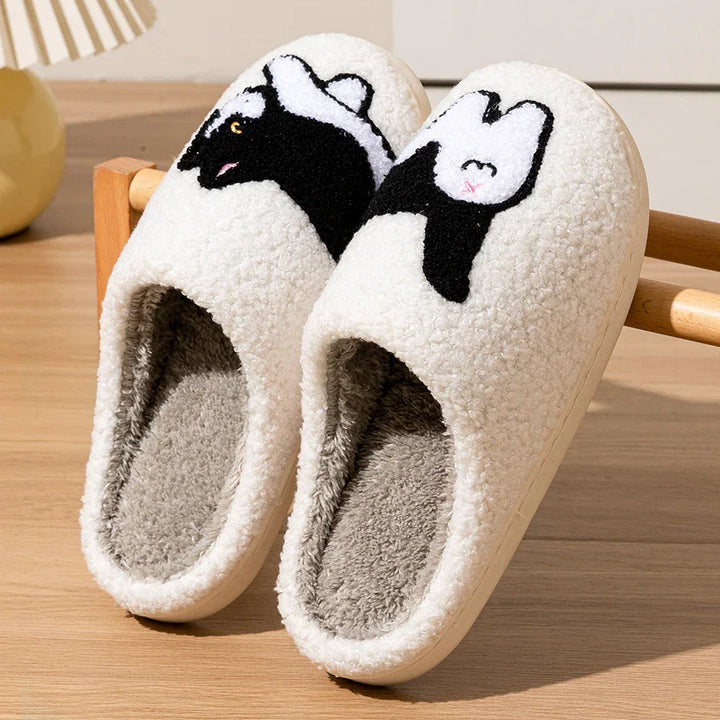 Unisex Hausschuhe Katzenmotiv Lustig | Warm & Rutschfest