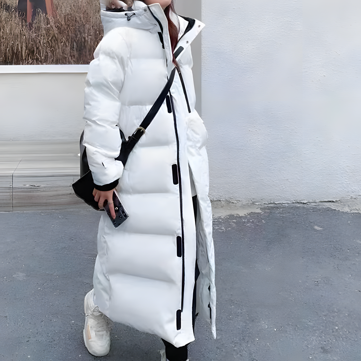 Daunenjacke Damen Wintermantel Lang | Gefüttert Mit Kapuze