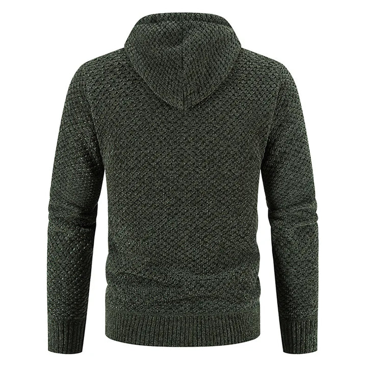 Gefütterte Herren Strickjacke Mit Kapuze | Winterjacke Mit Reißverschluss