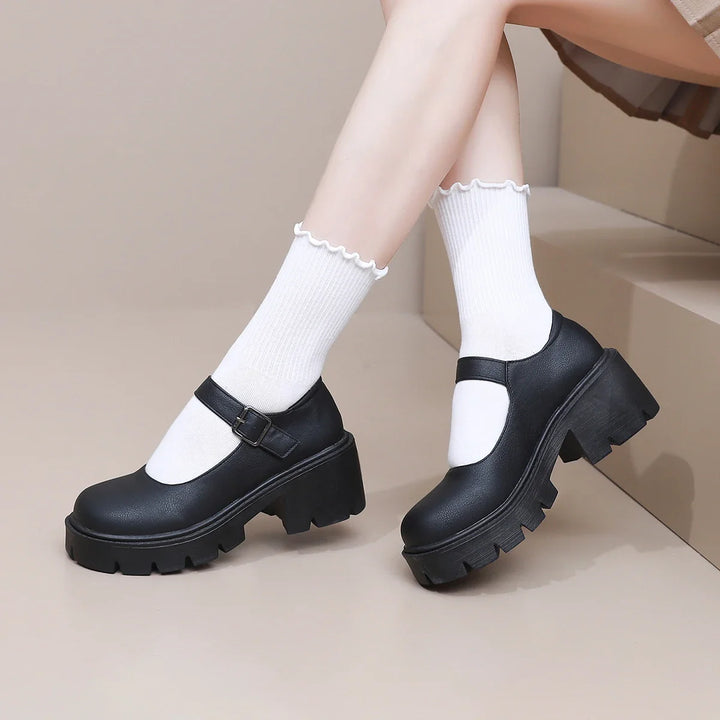 Damen Dirndl Schuhe | Schnallenriemen Mit Breiter Sohle