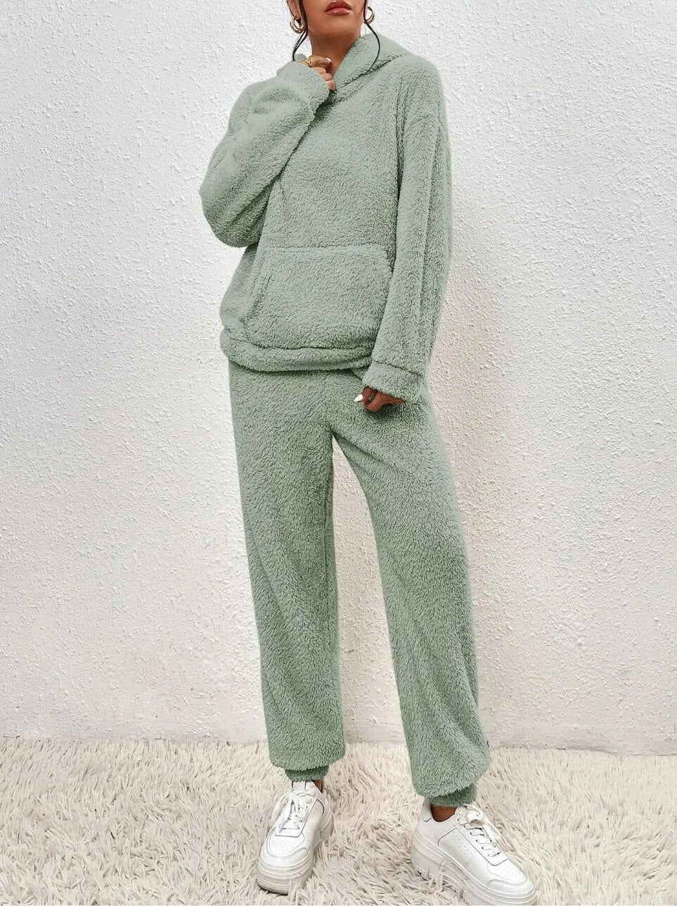 Damen Gemütlicher Teddy Hausanzug | Zweiteilig Warm