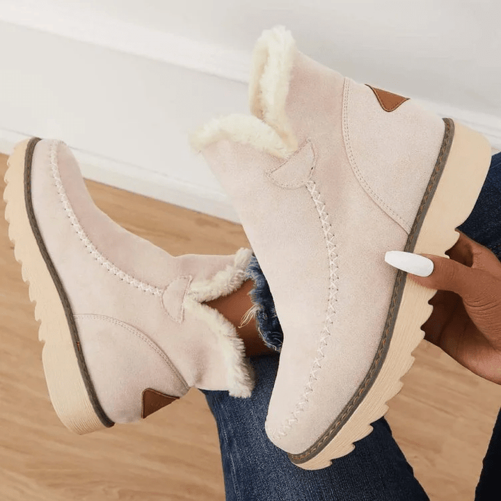 Winterschuhe Damen | Knöchelhoch mit Mittlerer Sohle und Fellbesatz