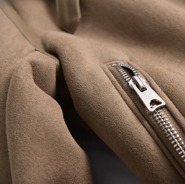 Bikerjacke Damen | Kurzschnitt mit Kragen und Reißverschluss