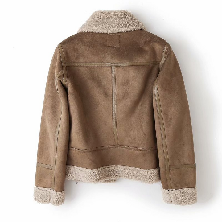 Bikerjacke Damen | Kurzschnitt mit Kragen und Reißverschluss